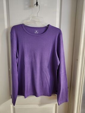 New Jones New York Purple Long-Sleeve Crewneck Top